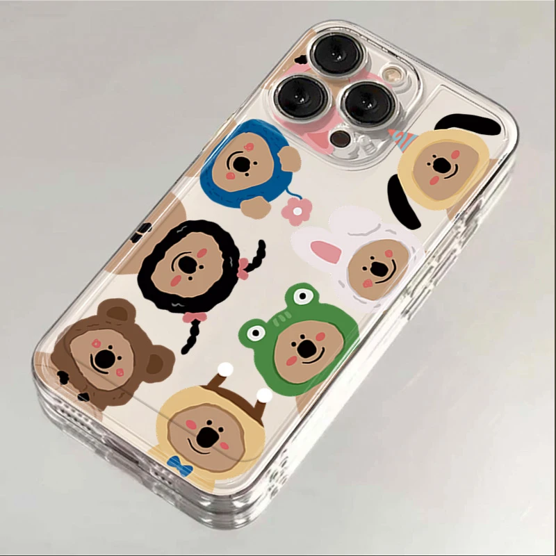 围圈柿子熊苹果15手机壳iphone14promax高级13硅胶12透明11全包XS