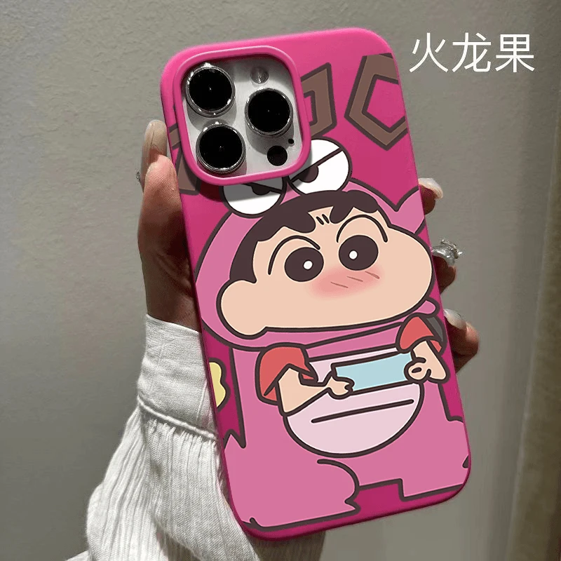 卡通蜡笔小新适用苹果15手机壳iphone13亮面14promax新款12软11
