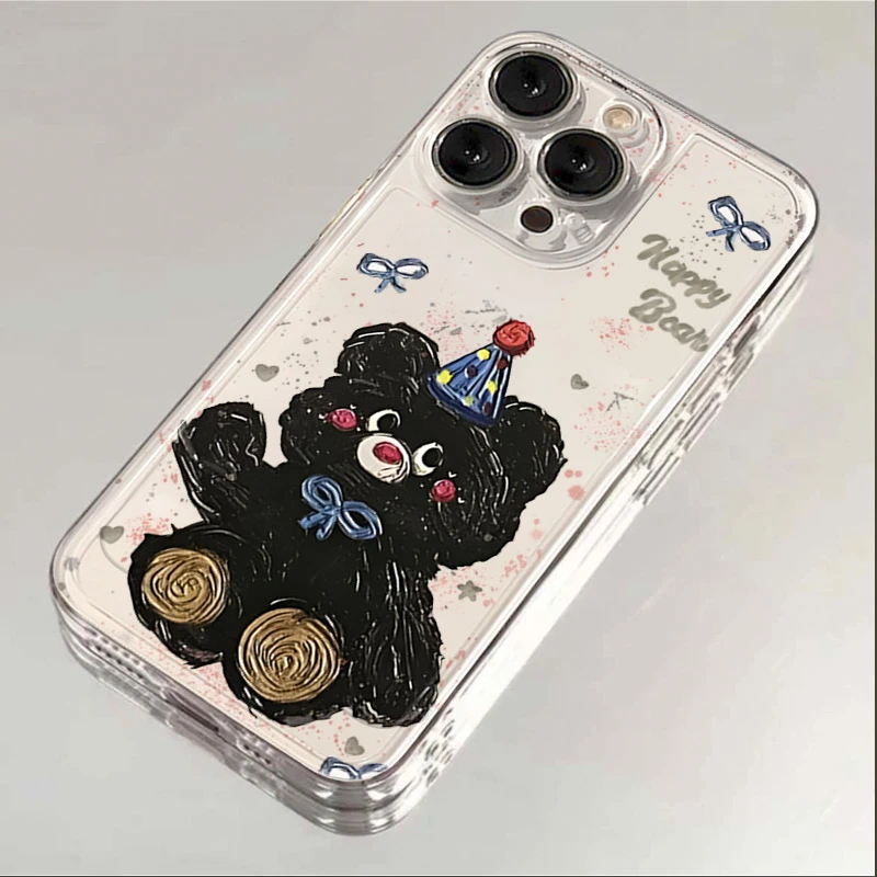 快乐小熊苹果15手机壳iphone14promax高级13硅胶12透明11全包XSXR