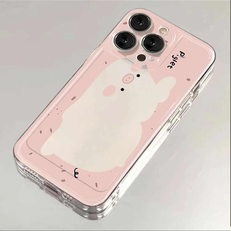 镂空粉红小猪iPhone15ProMax手机壳苹果14PRO透明13新年12 11全包