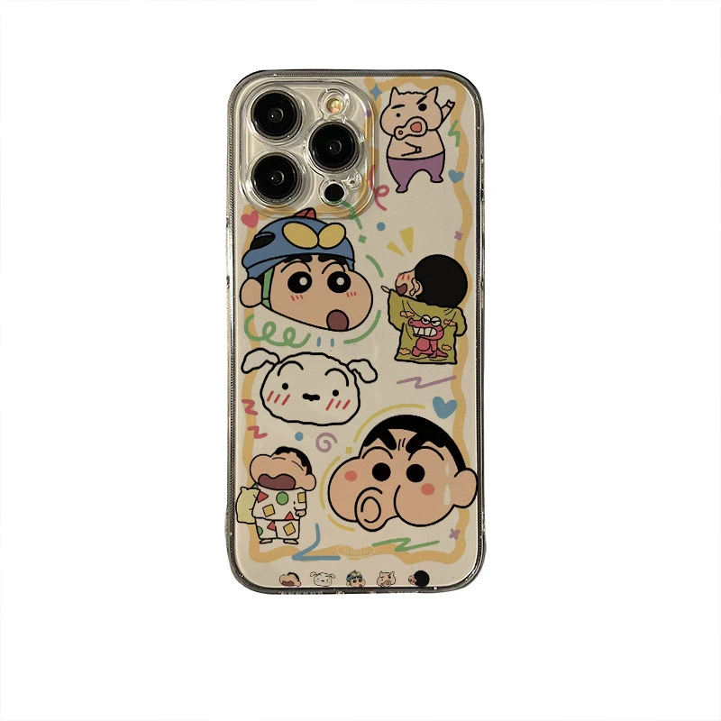 蜡笔小新苹果15手机壳iphone14防摔12/13全包透明可爱卡通趣味软