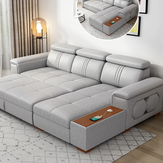 新款免洗猫抓布沙发床两用客厅大小户型双人可折叠伸缩推拉科技布