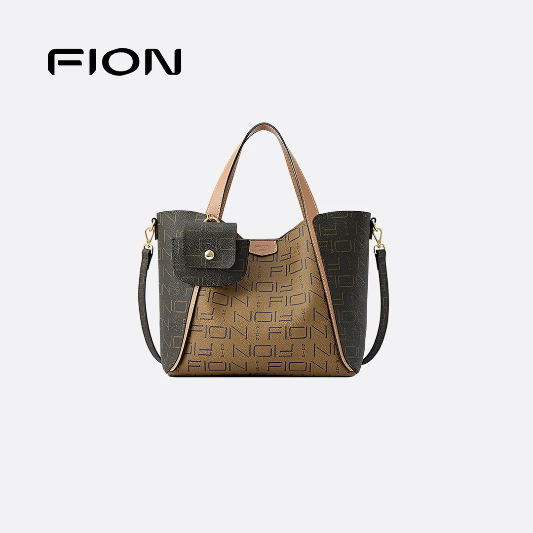 Fion/菲安妮经典时尚百搭印花子母包斜跨单肩包手提包 FAAFJMZ001