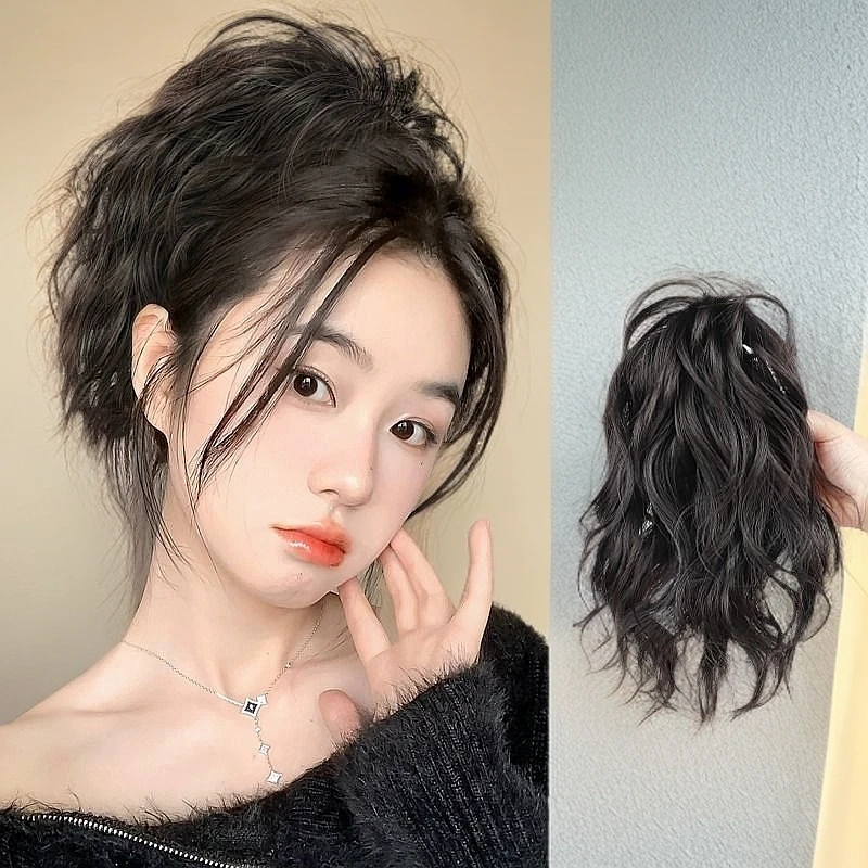仿真卷发款喷泉高马尾辣妹女高扎半扎瀑布马尾蓬松假发抓夹式马尾