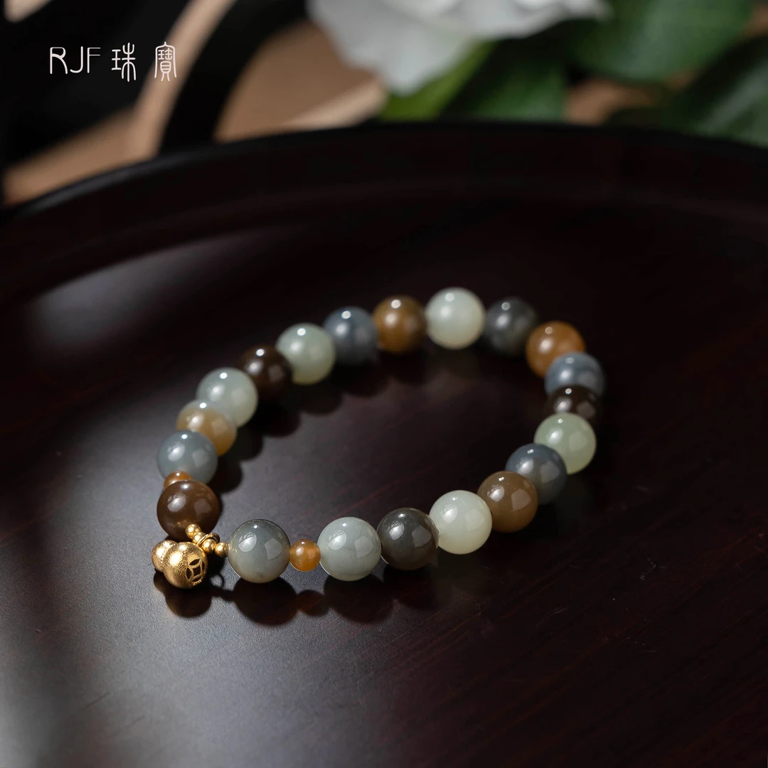 RJF【楼山彩】原创设计天然多宝百搭精美气质手串+18K金