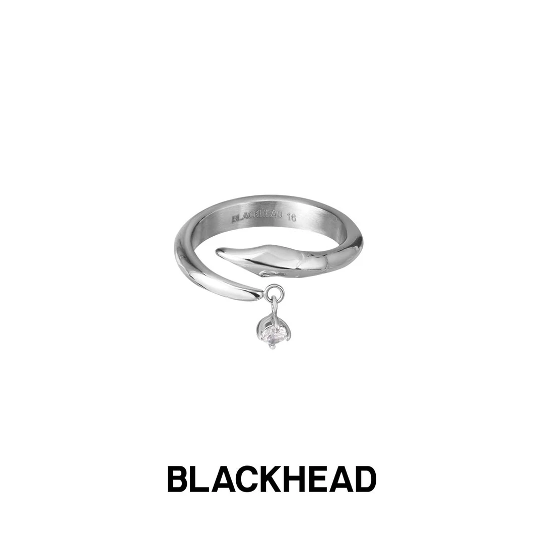 BLACK HEAD/黑头 钛钢合成锆石戒指 尾刺开口戒指