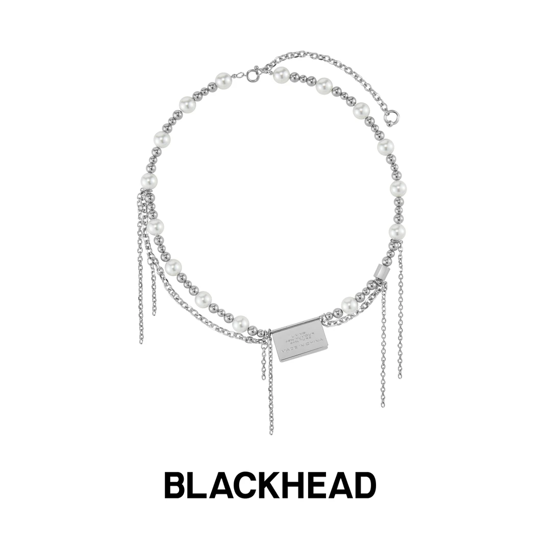 BLACK HEAD/黑头 钛钢仿珍珠项链 成份唛装饰串珠项链【鹭卓同款】