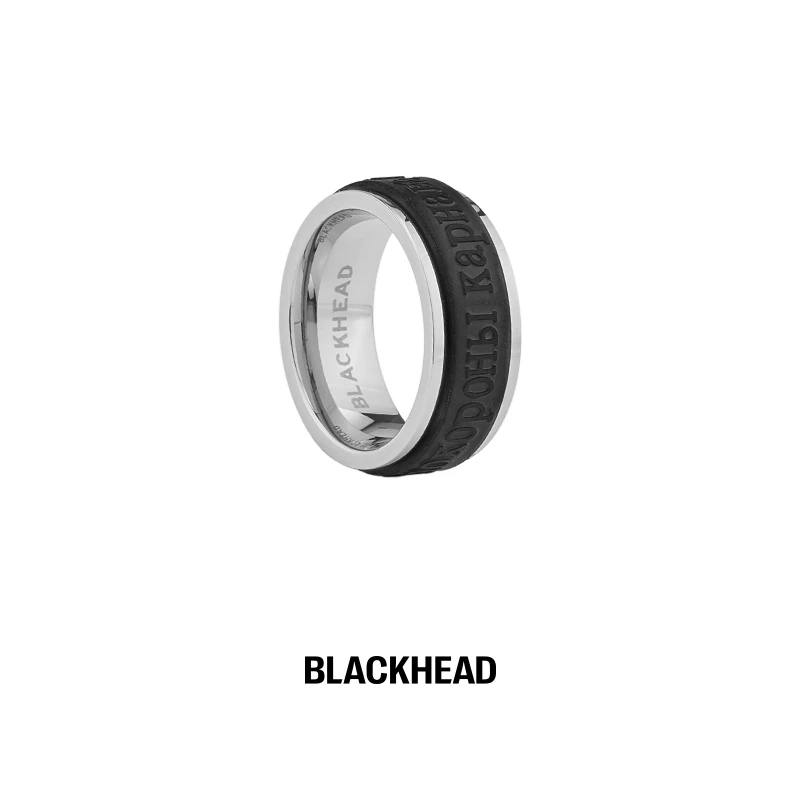 BLACK HEAD/黑头 钛钢戒指 小众趣味旋转俄语情侣【专享】