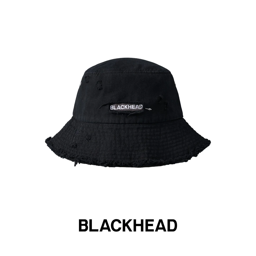 BLACK HEAD/黑头水洗破洞穿刺百搭渔夫帽黑色【专享】