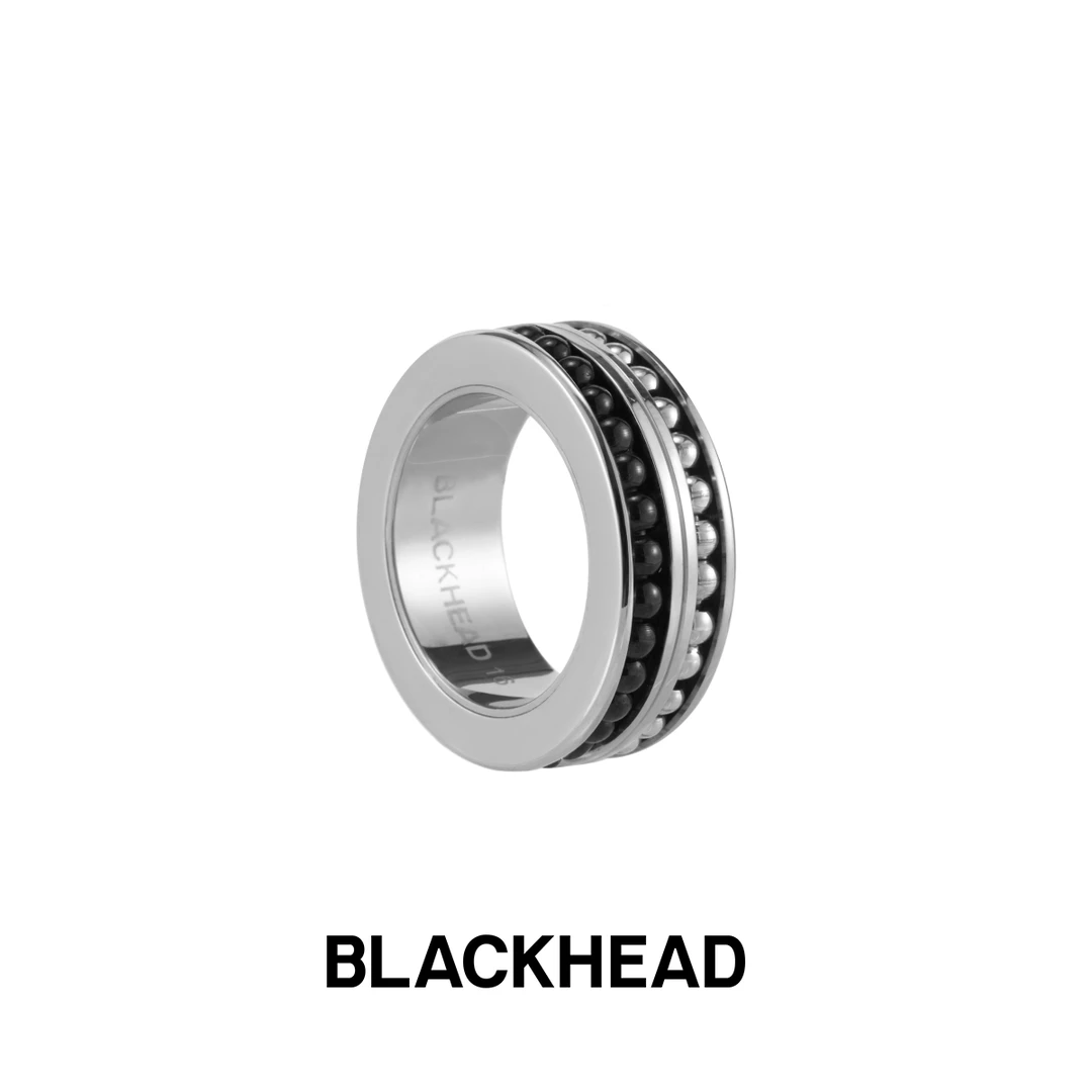 钛钢戒指 钢珠可滑动戒指