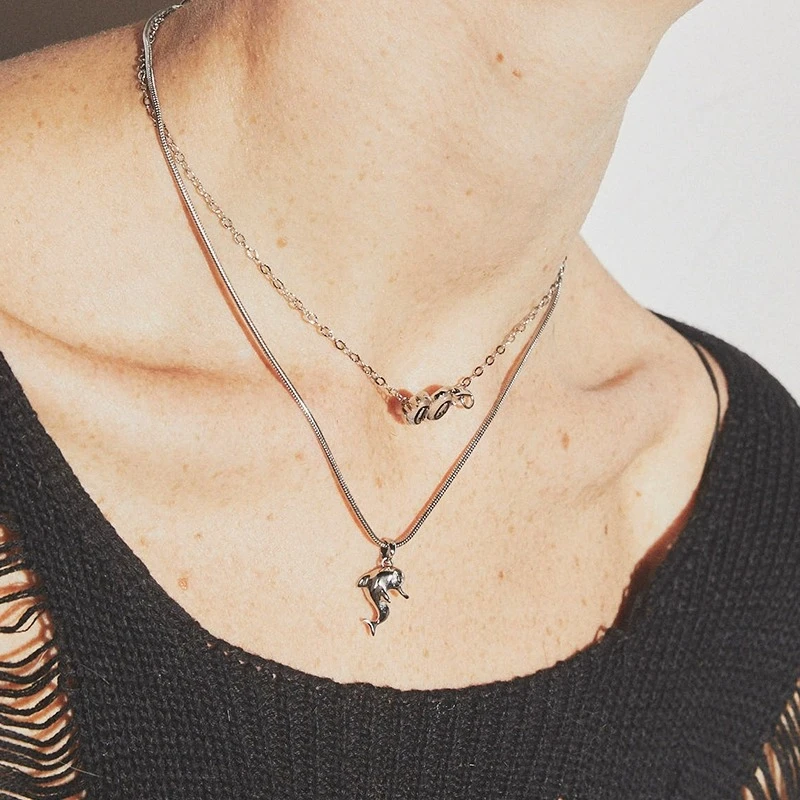 BLACK HEAD/黑头 钛钢玻璃项链 海豚小众项链【专享】