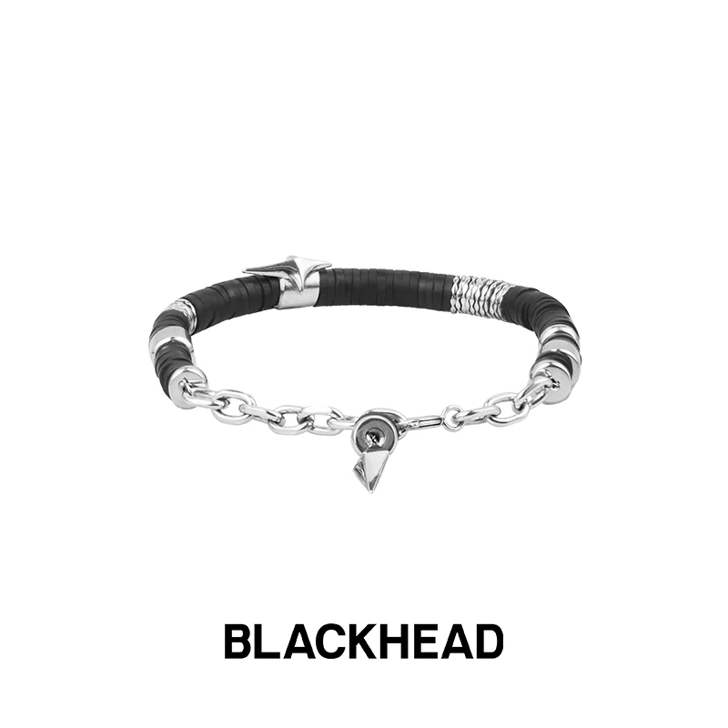 BLACK HEAD/黑头 钛钢手链 立体芒星装饰软陶片串珠手链【专享】