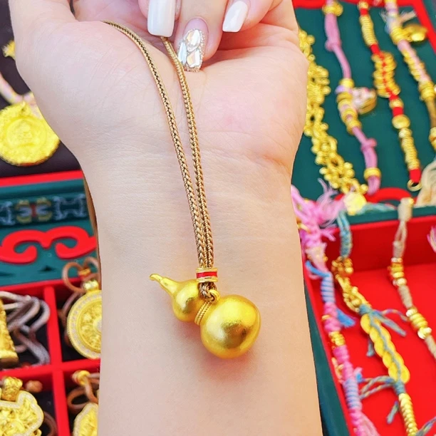 非金属布艺项链 实心葫芦项链磨砂精美素款古法时尚