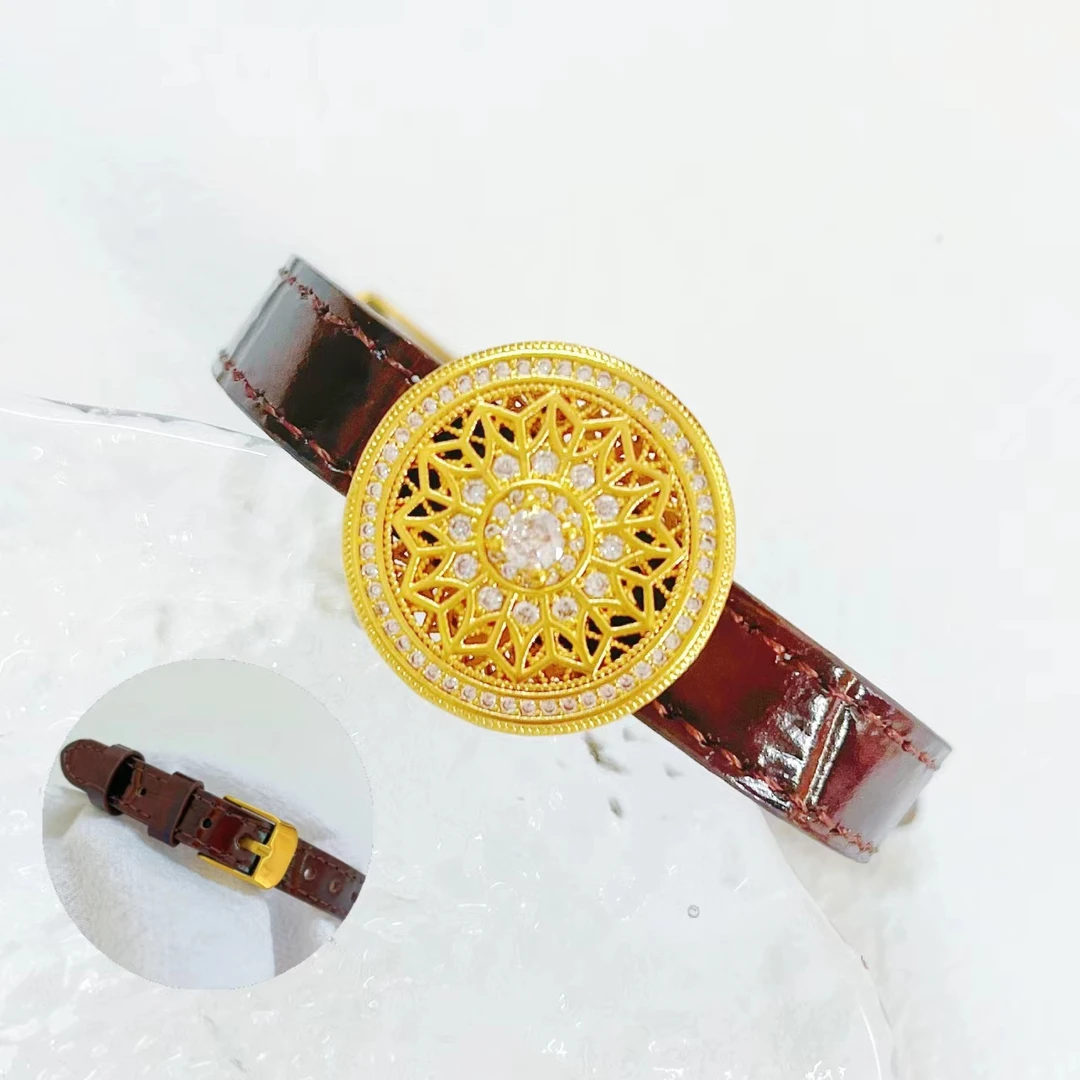 铜合金皮质手链 八宝罗盘手链咖色3/白色3   29