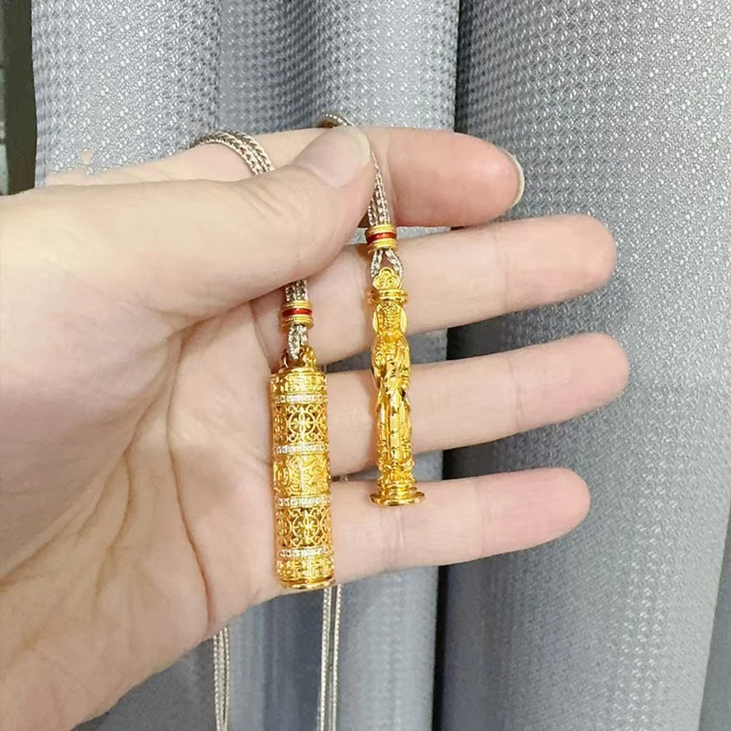 铜合金布艺项链 随身佛项链气质时尚金色精美百搭镶嵌项坠