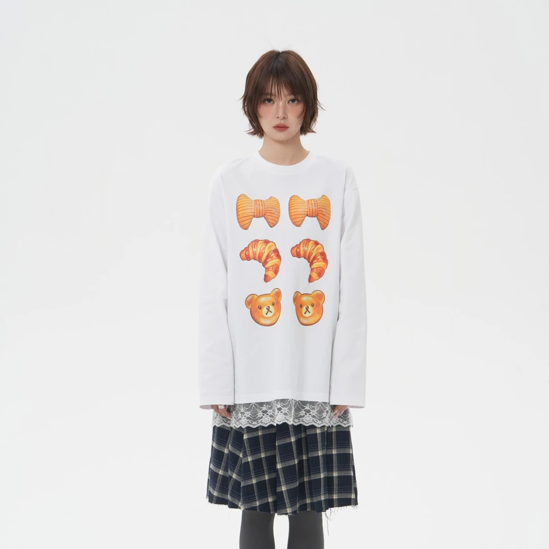 RIMK25SS面包脑袋蕾丝拼接T恤连衣裙001