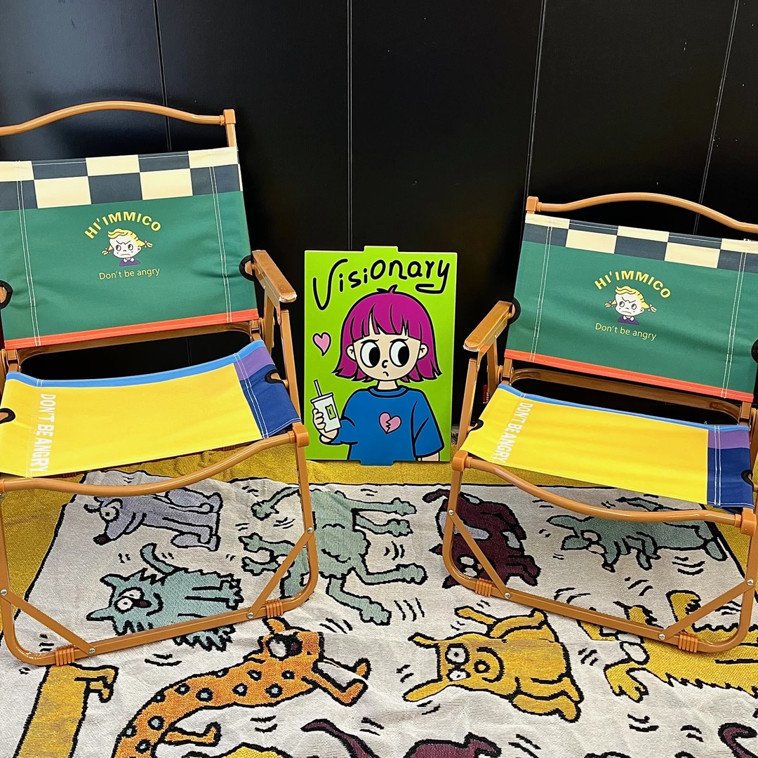 卡通撞色户外折叠椅便携露营椅子野外钓鱼凳子沙滩野餐野营高颜值