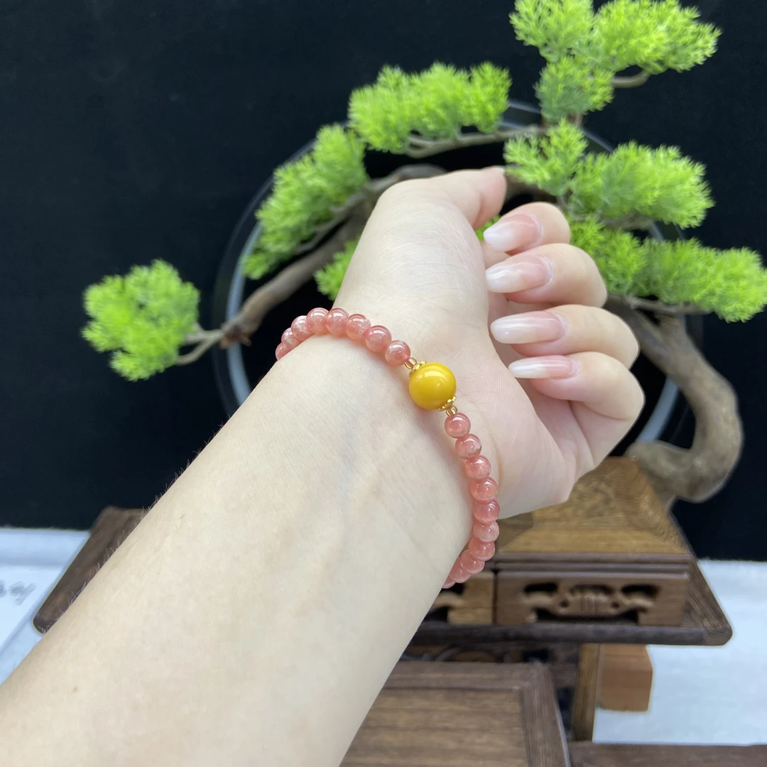 单圈红纹石菱锰矿卡5MM搭配路路通配饰手串D113819