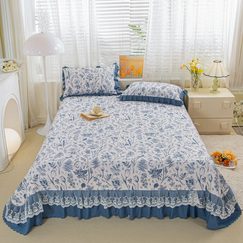 夹棉床盖榻榻米床单炕盖绗缝防滑床三件套加厚罩床