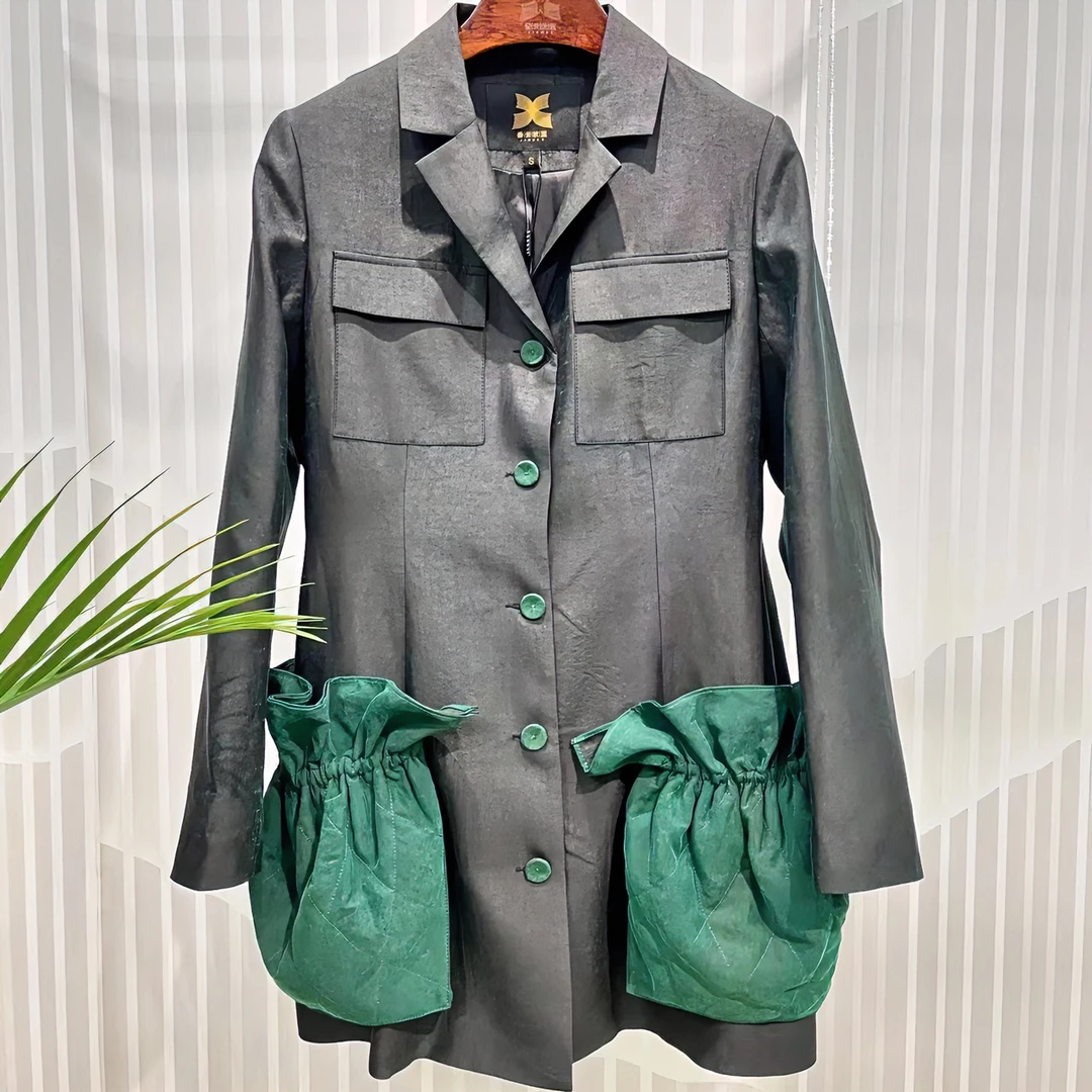 香云故里·绿龟纹香云纱上衣外套XB22B-11I509