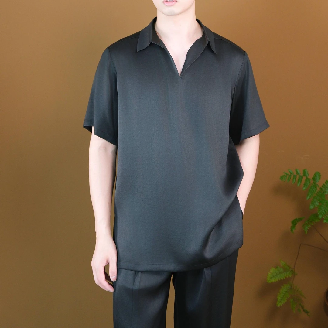 香云故里·弹力缎香云纱男士套头衬衫XA24-L03001