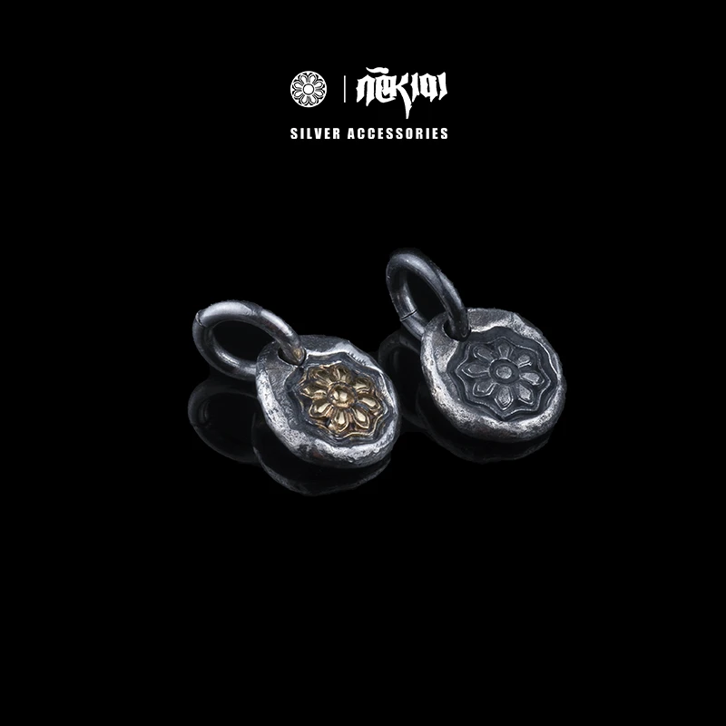 吊坠足银 【一丁轮回银饰】乌巴拉花吊坠原创潮流手工银饰足银