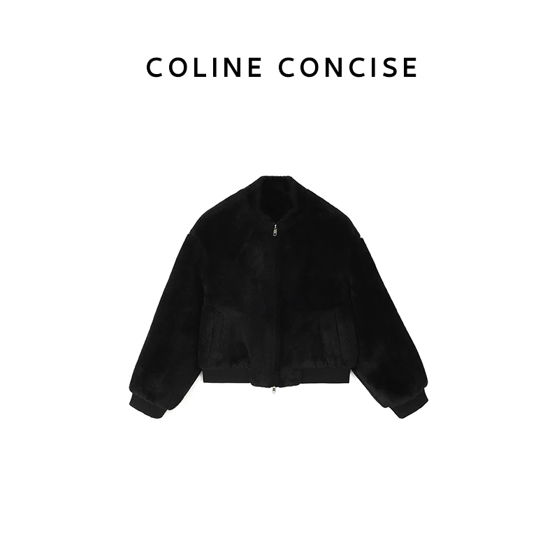 COLINE CONCISE设计师高级感毛毛短版外套&