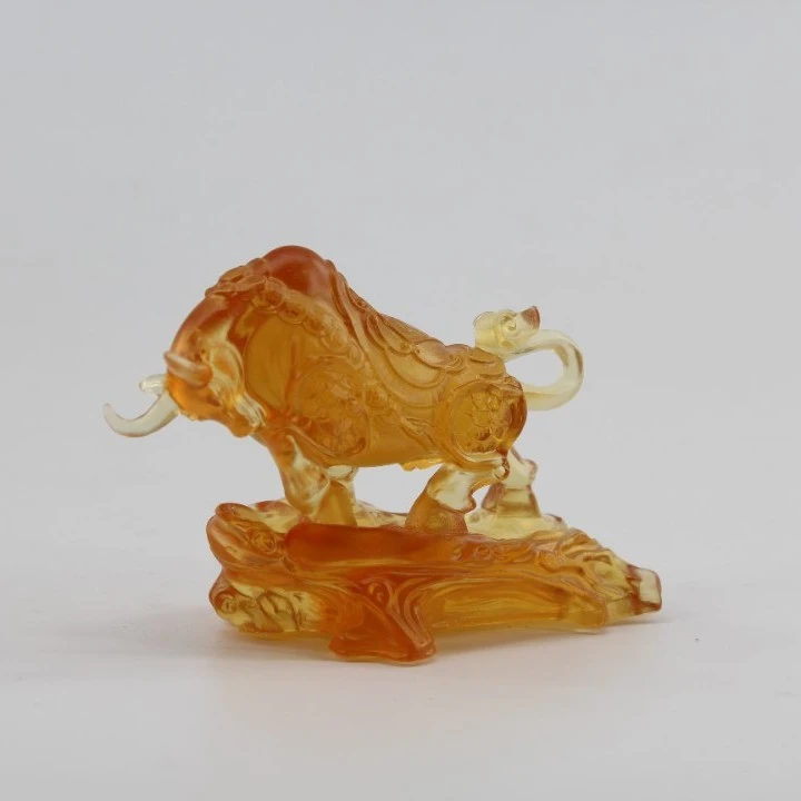 千玉聚势如意牛古法琉璃工艺品客厅办公室书房手工精美摆件传统