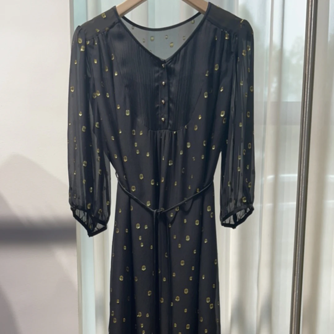 桑蚕丝洒金轻盈漂逸宽松百搭女士真丝连衣裙 |6560