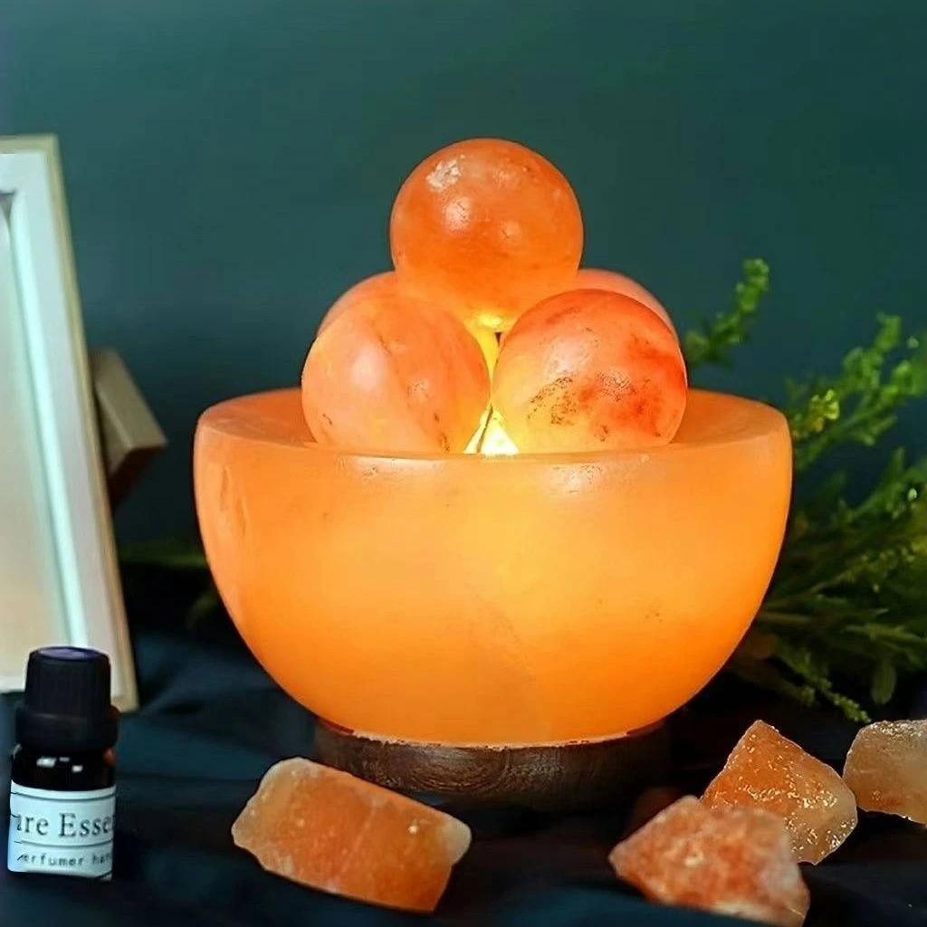 【老师推荐】喜马拉雅盐灯聚宝盆盐灯圆球盐晶盐灯玫瑰盐时尚摆件美