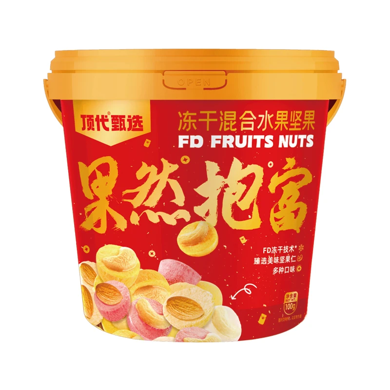 顶代冻干水果腰果巴旦木组合多种口味草莓芒果榴莲健康酥脆抱富桶