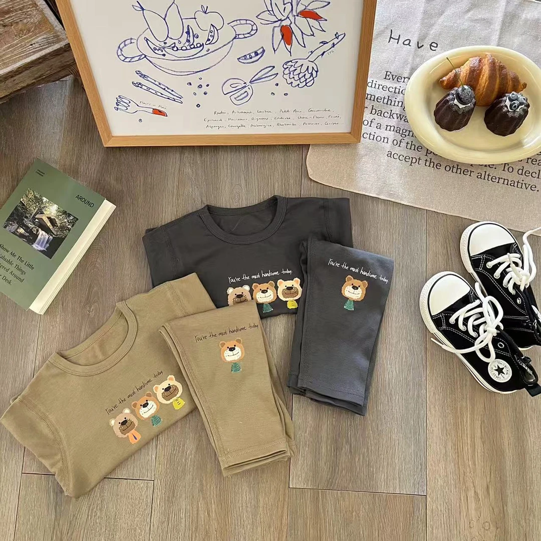 儿童秋季卡通字母小熊家居服两件套H1769