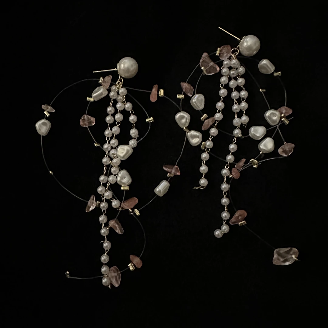 铜合金仿珍珠耳饰 C66【兰亭序】耳钉手工气质时尚百搭古风长款超仙