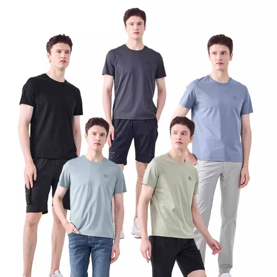 DIDIBOY/迪迪博迩24春夏新款男士套头圆领T恤亲肤舒适纯色短袖T