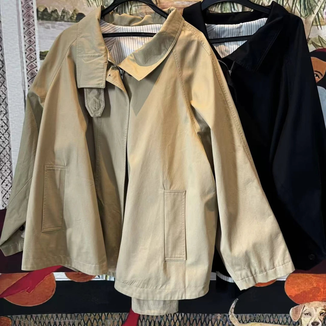 【大G精选】“巴比伦” 设计感立裁短风衣外套双色可选