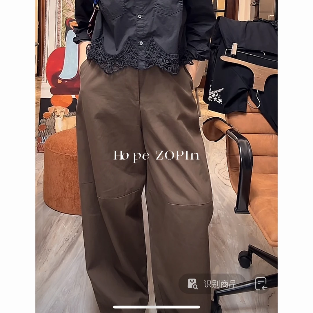 【大G精选】“调性相随” 设计感弧形松紧腰镰刀裤双色可选