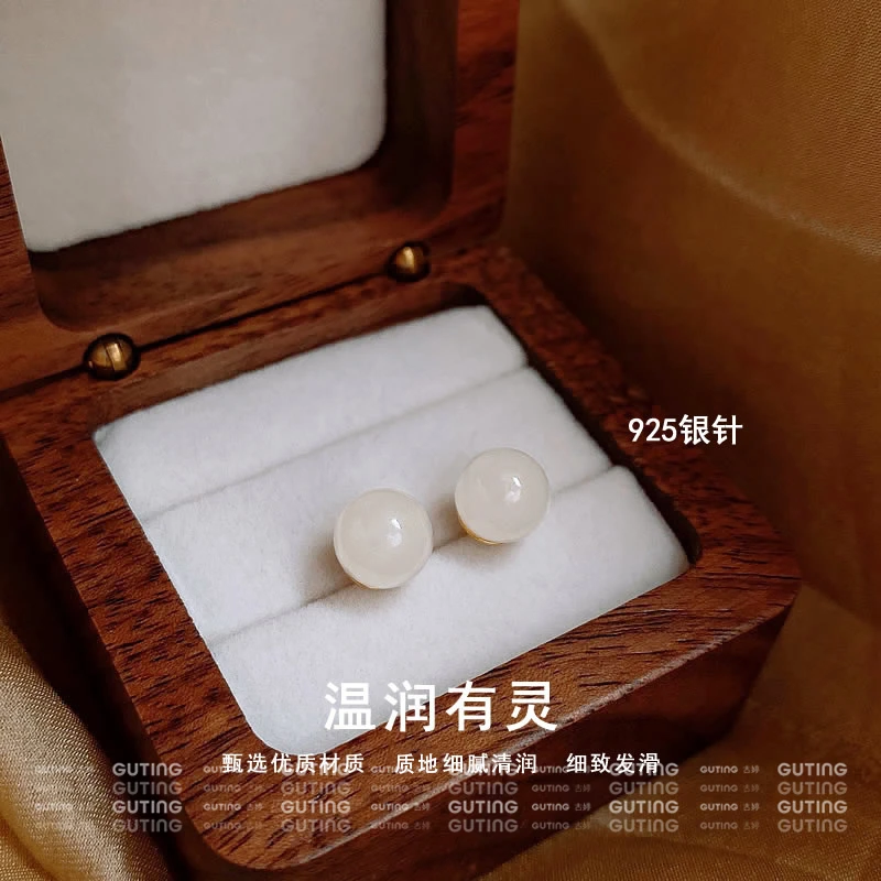 铜合金耳饰 12761清透素雅通透圆形耳钉新中式耳环女国风优质耳饰