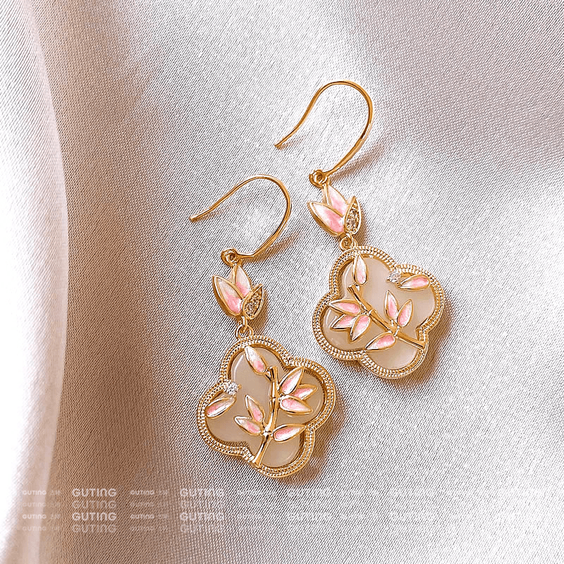 铜合金耳饰 17860高档新中式耳环典雅大气纯手工耳饰通透小猫耳坠