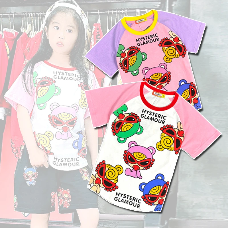 五彩泰迪短袖T恤儿童时尚潮款个性炫酷印花纯棉圆领上衣洋气童装