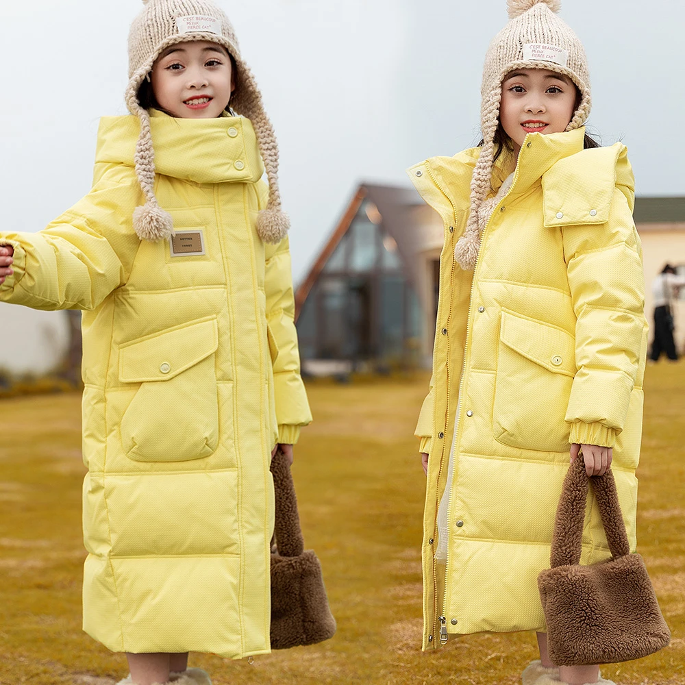 儿童羽绒服女童中大童长款过膝2024新款小女孩加厚五防冬季外套