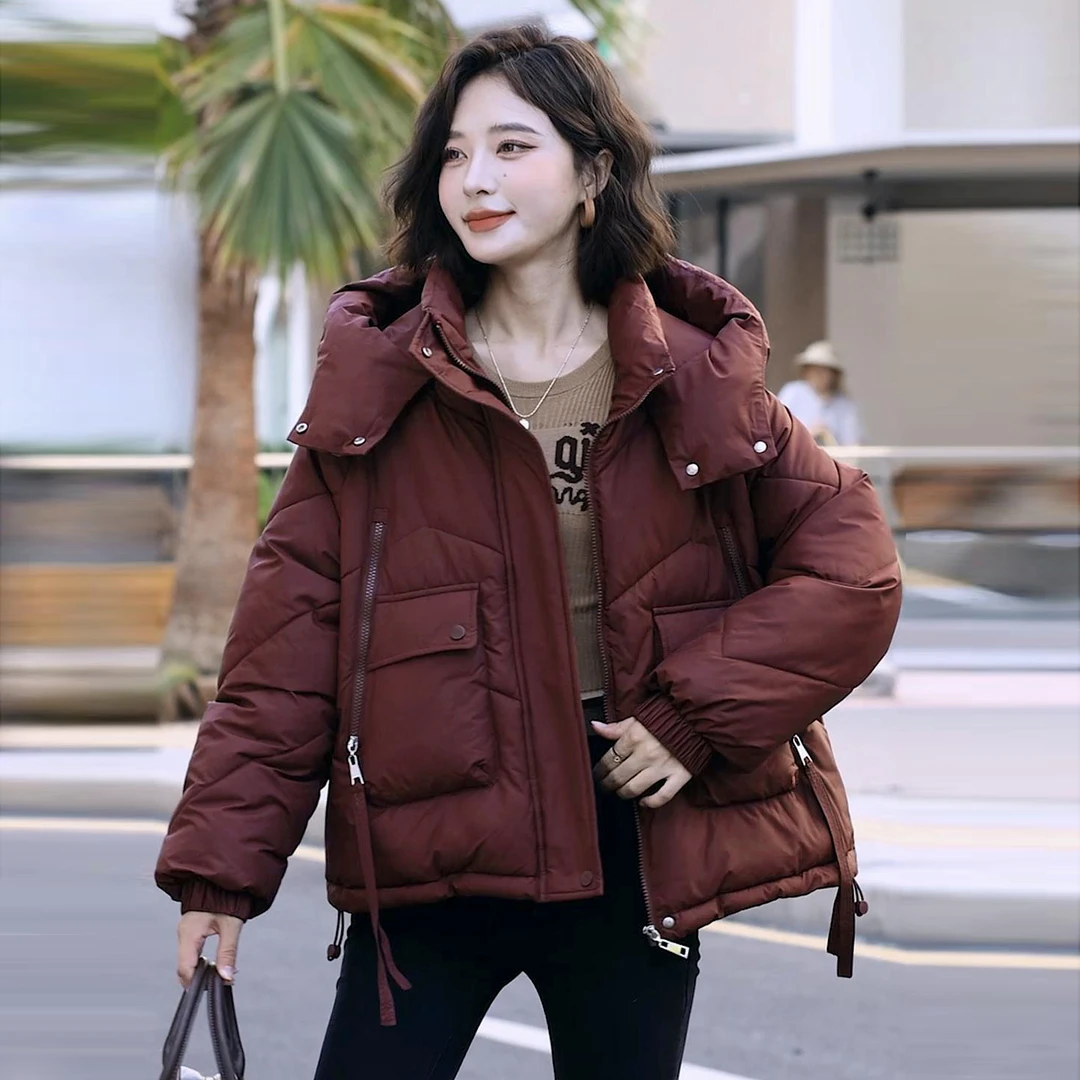 【三言优选】棉服女短款加厚连帽棉袄外套冬季保暖棉衣 专2905