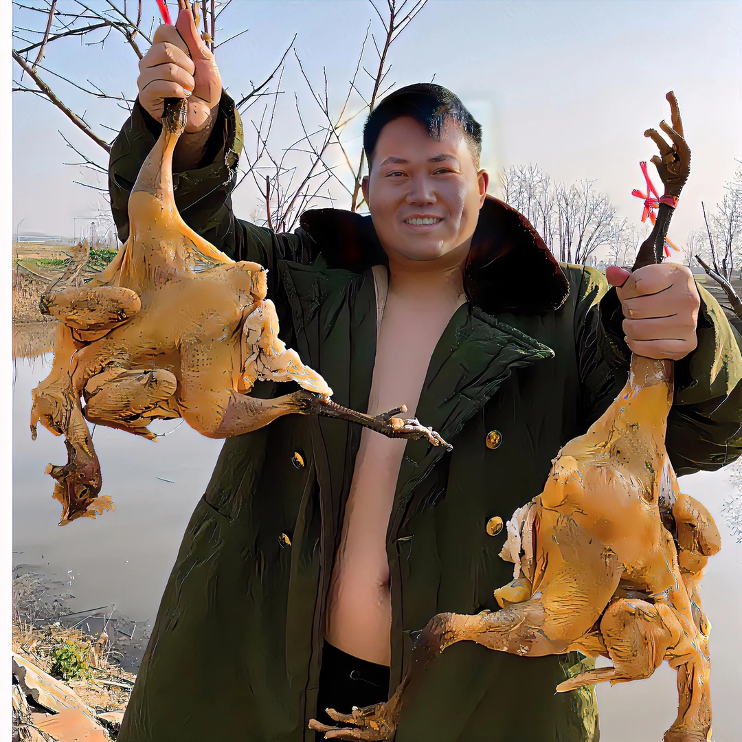 整只风干咸鸡 自然风干晾晒