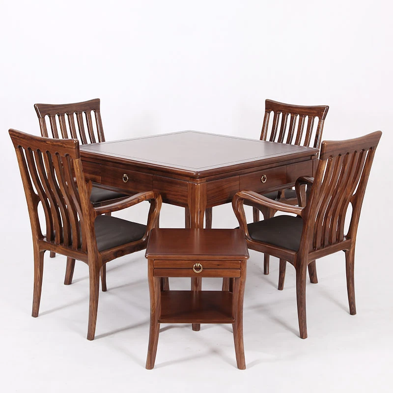 美事达实木麻将桌七件套乌金木餐桌两用全自动家用麻将机福禧尊品