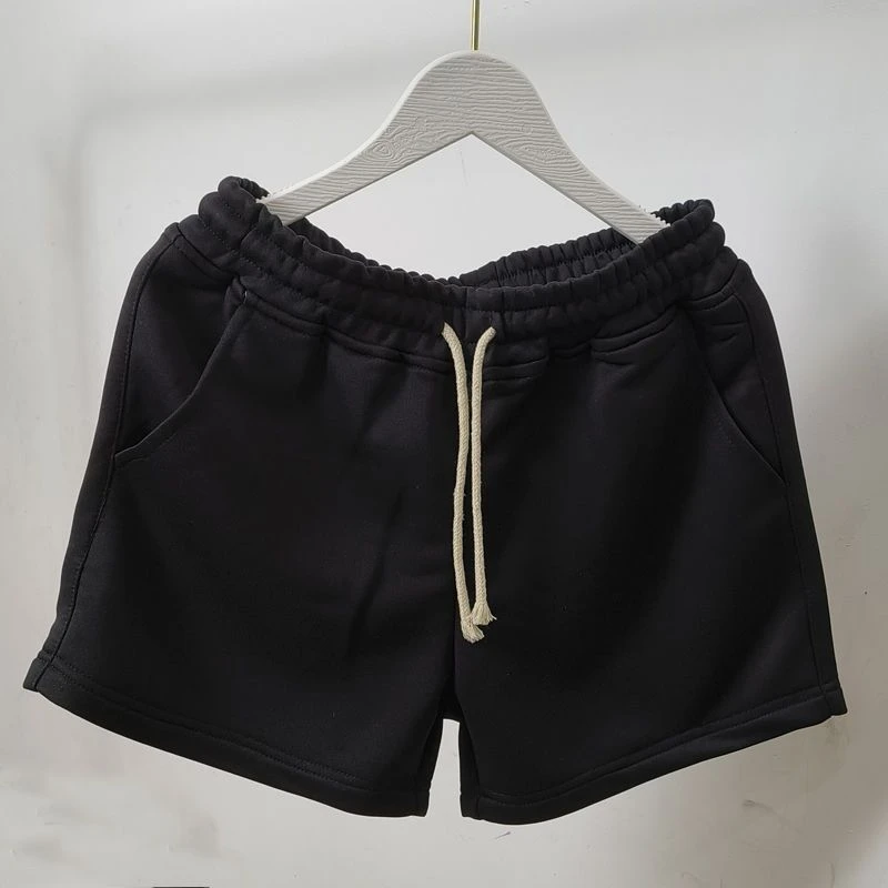 夏季针织运动短裤男士跑步健身三分裤弹力宽松超短裤系带四分裤