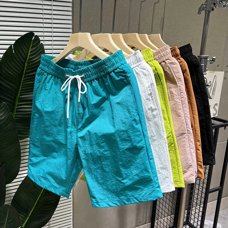 亮色高端休闲短裤男潮牌男士五分裤外穿糖果色时尚百搭速干中裤男