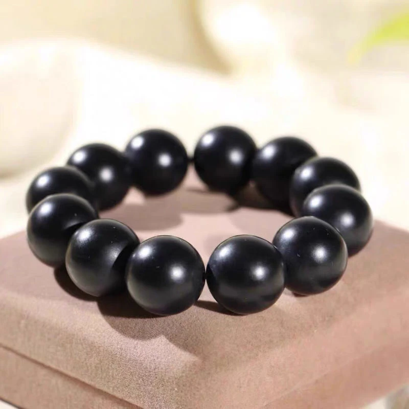 【终身质保】正品新疆和田玉男士墨玉圆珠手链16-18男士和田玉手串