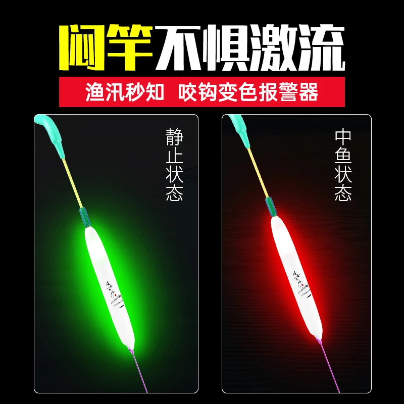 闷杆竿稍灯闷竿夜光漂咬钩变色夜钓神器手竿台钓电子杆梢灯报警器