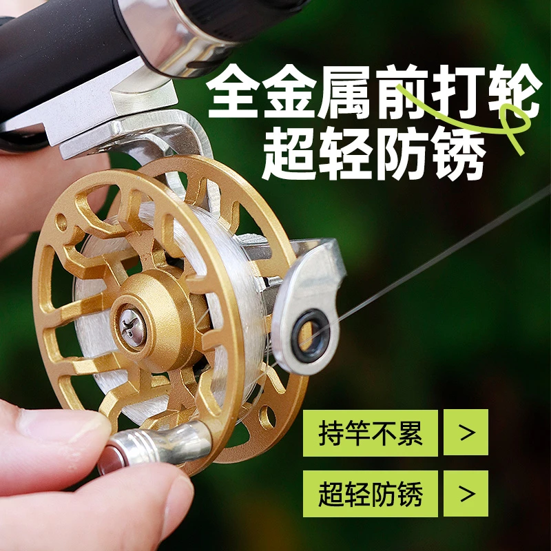全金属前打轮超轻冰钓轮带卸力迷你渔轮路亚活鱼扣改装轮子谷麦轮