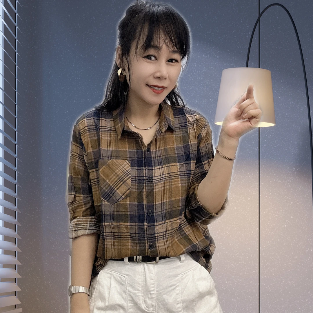 个性彩色格子拼接棉衬衫2024秋新款时尚气质百搭上衣潮