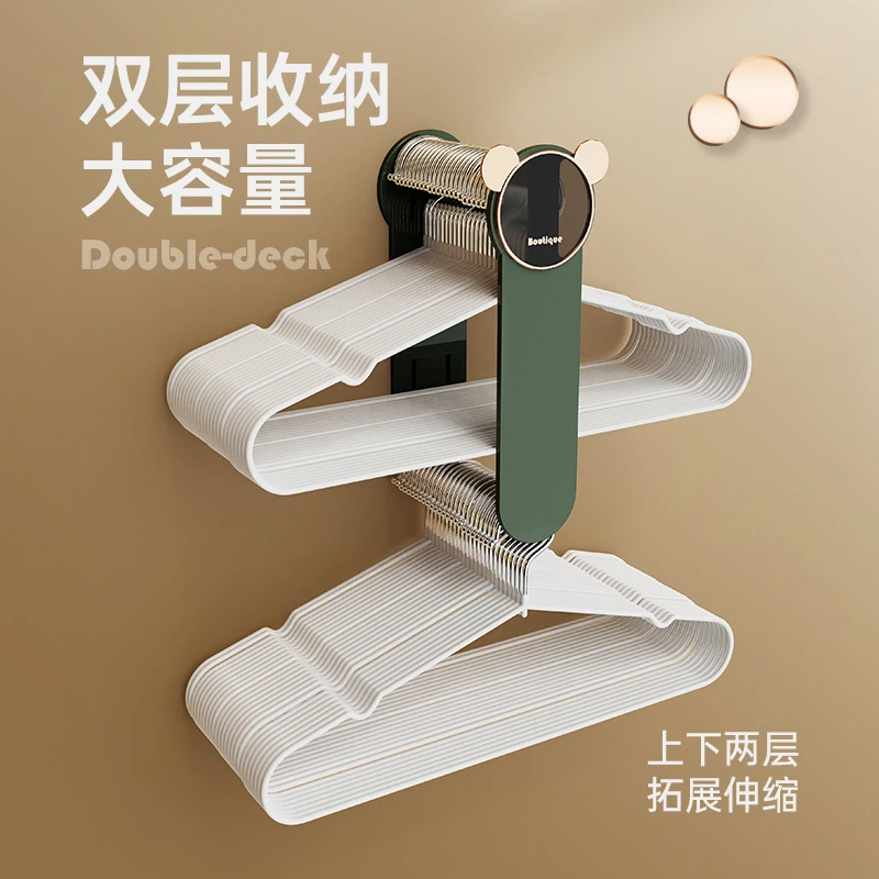 塑料轻奢衣架收纳神器阳台免打孔整理放北欧墙上挂钩壁挂式置物架